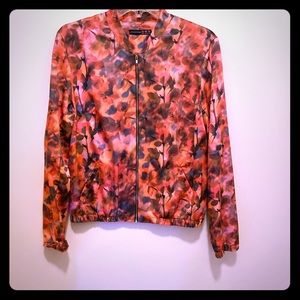 Silk pink floral bomber jacket from London